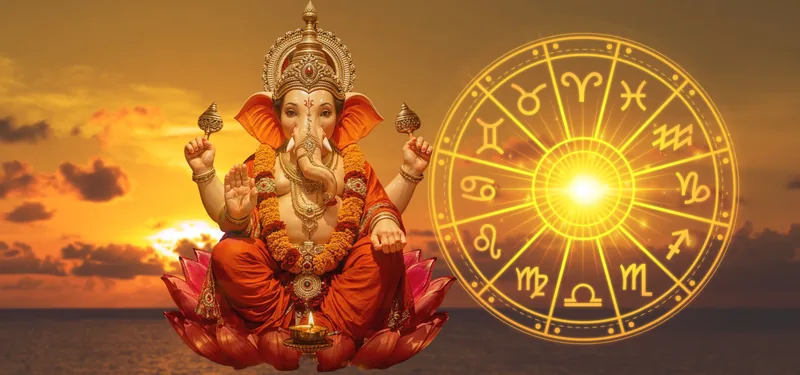 Lord Ganesha with zodiac wheel — Kerala Vedic astrology